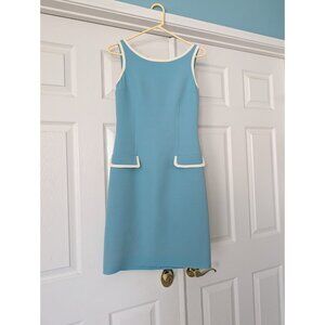 Genny Aleeveless sheath Dress Sky Blue 100% Wool Made In Italy Sz XS Preppy-FLAW